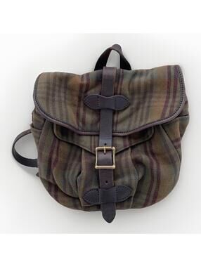 RARE Filson Wool Small Field Bag Brown Green Buffalo Plaid Made In USA Crossbody
